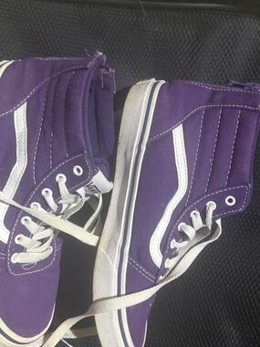 Vans Purple High-Top Sneakers with White Stripe